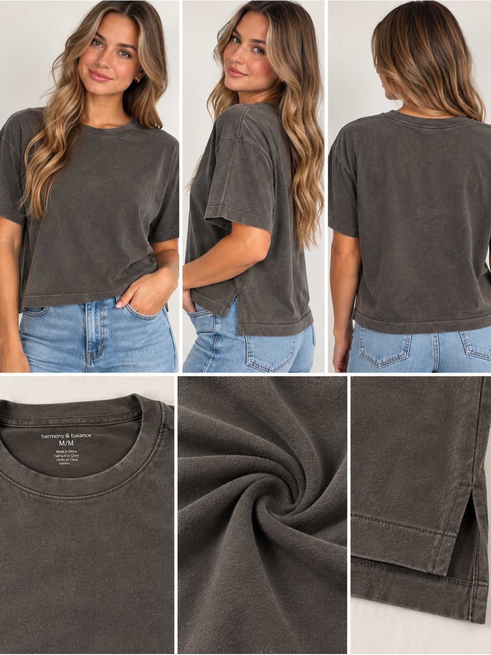 Boxy Crop Tee in Charcoal